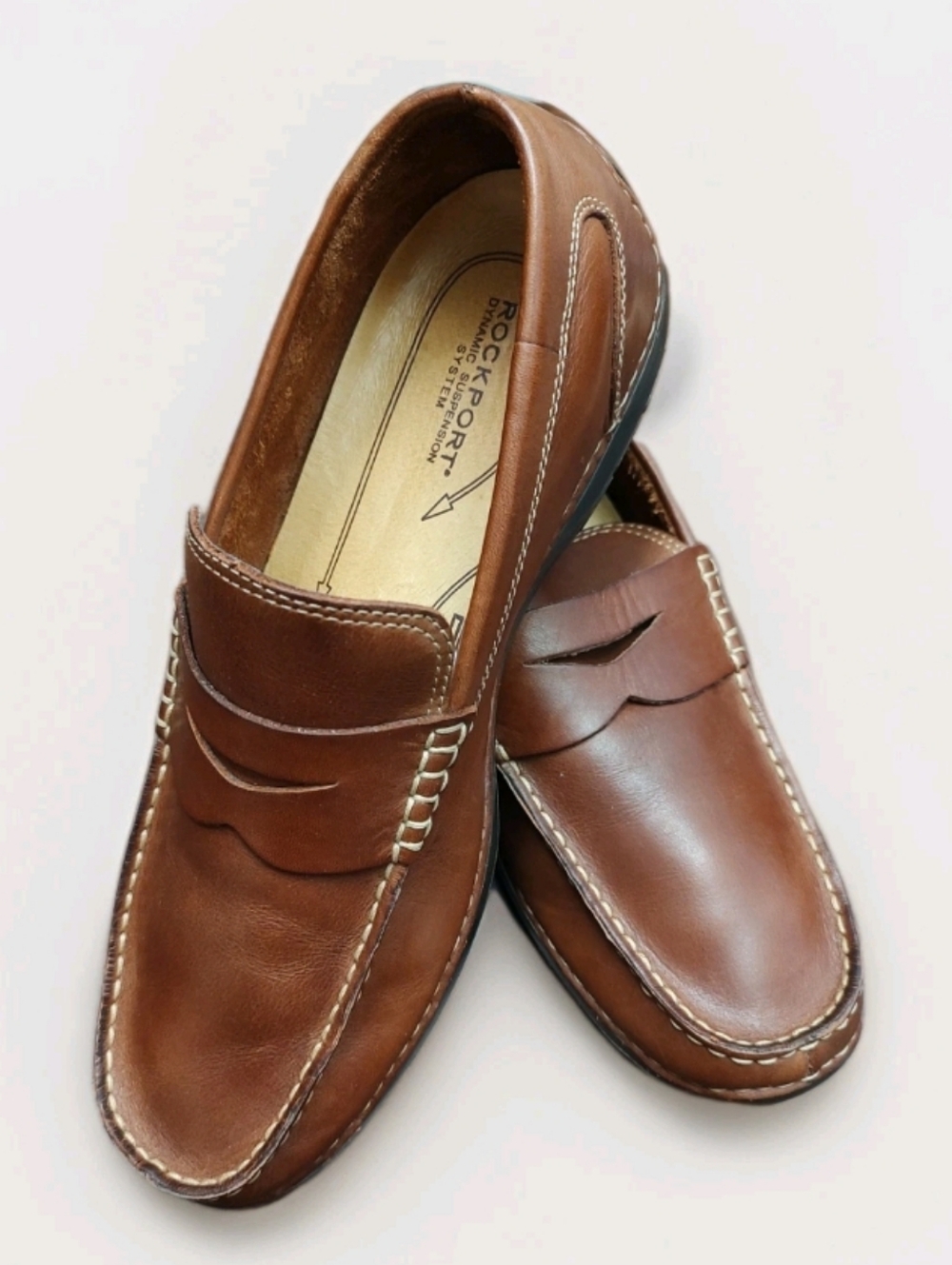 Rockport Driving Penny Loafers Dyn'mc Suspension System 10.5M Brown Leather VGUC